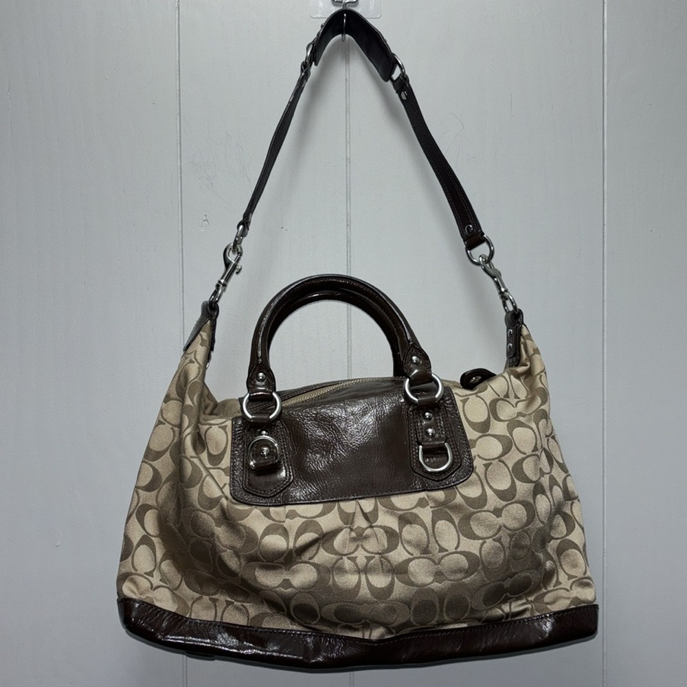 Coach Ashley Large Signature Sateen Satchel Handbag - Picture 10 of 11